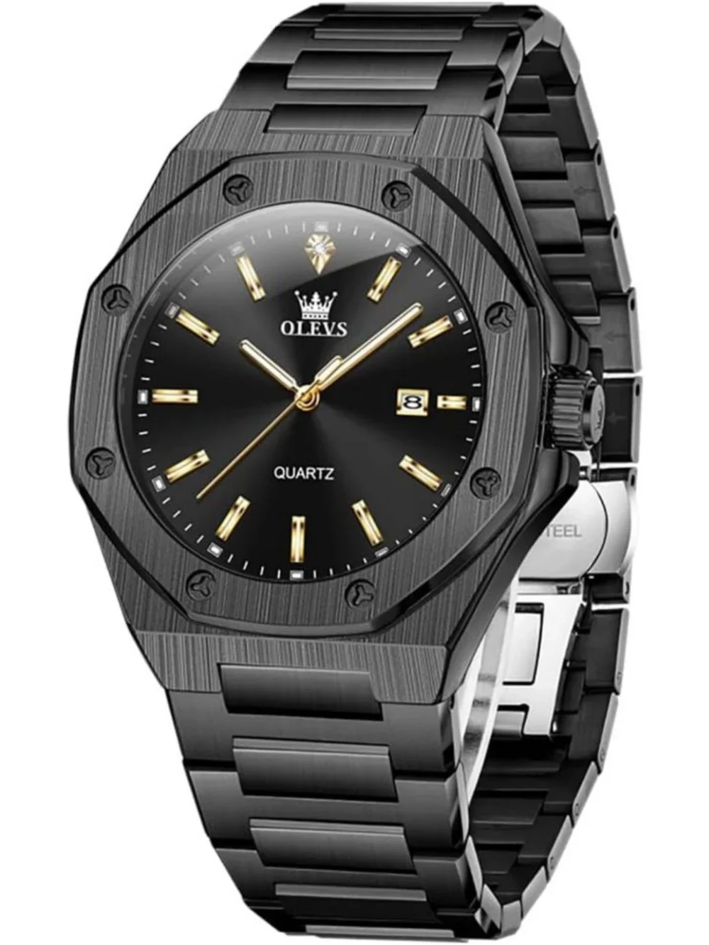 Luxury Octagonal Men's Watch - Stainless Steel, Luminous, Quartz Analog, Large